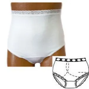 OPTIONS Ladies' Basic with Built-In Barrier/Support, White, Right-Side Stoma, Medium 6-7, Hips 37" - 41