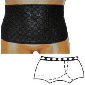 OPTIONS Ladies' Brief with Open Crotch and Built-In Barrier/Support, Black, Left-Side Stoma, Small 4-5, Hips 33" - 37"