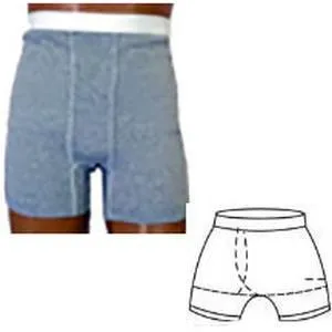 OPTIONS Men's Boxer Brief with Built-In Barrier/Support, Gray, Right-Side Stoma, Medium 36-38.