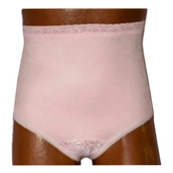 OPTIONS Split-Lace Crotch with Built-In Barrier/Support, Soft Pink, Center Stoma, Large 8-9, Hips 41" - 45"