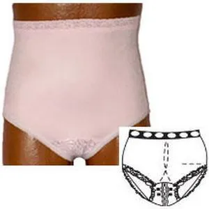 OPTIONS Split-Lace Crotch with Built-In Barrier/Support, Soft Pink, Center Stoma, X-Large 10, Hips 45" - 47"