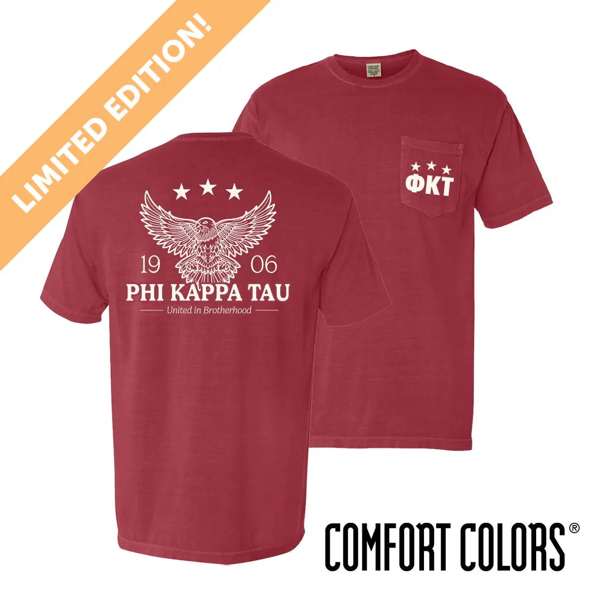 Phi Tau Comfort Colors Patriotic Eagle Short Sleeve Tee