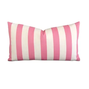 Pink White Vertical Stripe Lumbar Pillow Cover 15x26