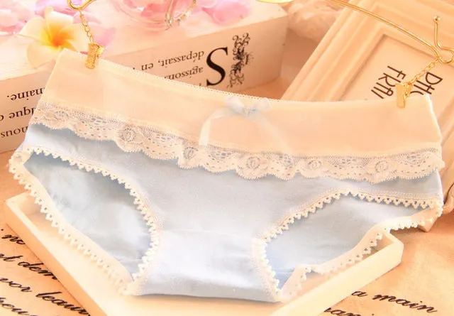 [Quecoo] 2016 Girl Series cotton candy-colored lace panties B809 XL, underwear women sexy underwear cute bow Women's panties