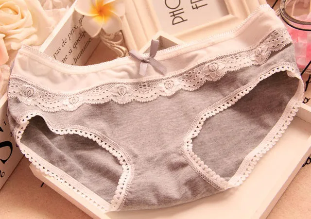 [Quecoo] 2016 Girl Series cotton candy-colored lace panties B809 XL, underwear women sexy underwear cute bow Women's panties