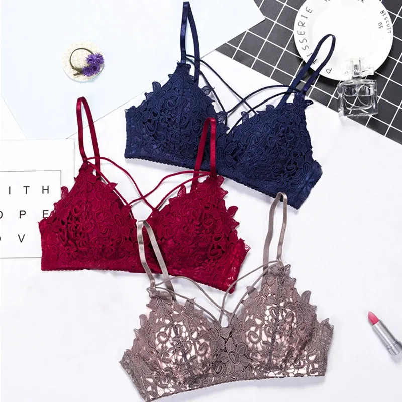 Sexy Women Lace Floral Embroidery Bralette Sexy Lingerie Comfort Seamless Adjusted Bras For Women Wireless Push Up Bra Underwear