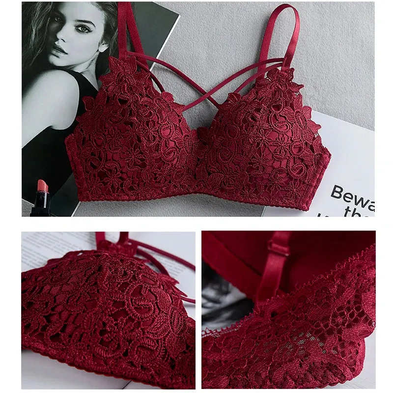 Sexy Women Lace Floral Embroidery Bralette Sexy Lingerie Comfort Seamless Adjusted Bras For Women Wireless Push Up Bra Underwear