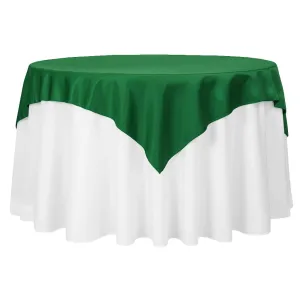 Square 54" Lamour Satin Table Overlay - Emerald Green