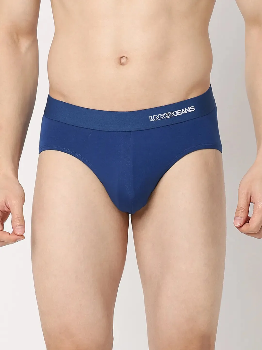 Underjeans By Spykar Men Premium Dark Blue Cotton Blend Regular Fit Brief