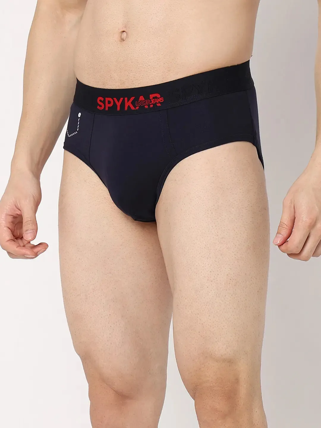 Underjeans By Spykar Men Premium Navy & Olive Cotton Blend Regular Fit Brief - Pack Of 2