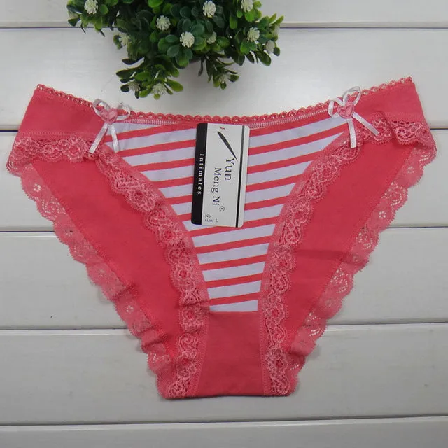 Underwear women briefs thongs bragas women panties fashion Stripe Cotton Lace Sexy women Underwear