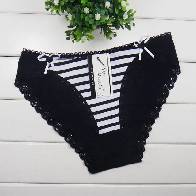 Underwear women briefs thongs bragas women panties fashion Stripe Cotton Lace Sexy women Underwear