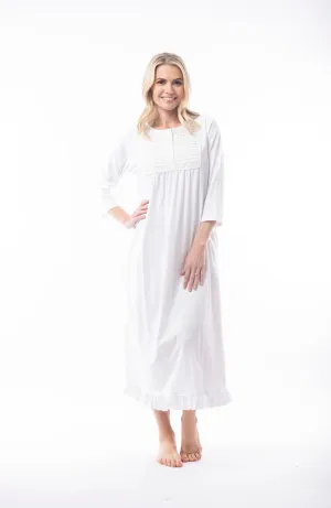 Victoria 3/4 Sleeve Long Nightie White