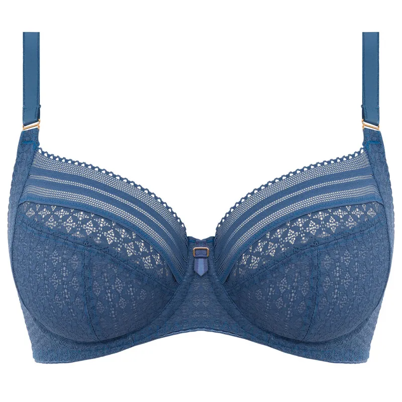 Viva Lace Side Support Bra Vintage Denim Blue - Freya