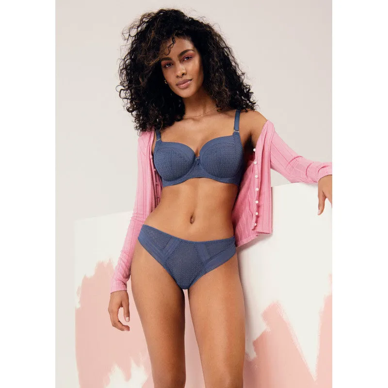 Viva Lace Side Support Bra Vintage Denim Blue - Freya