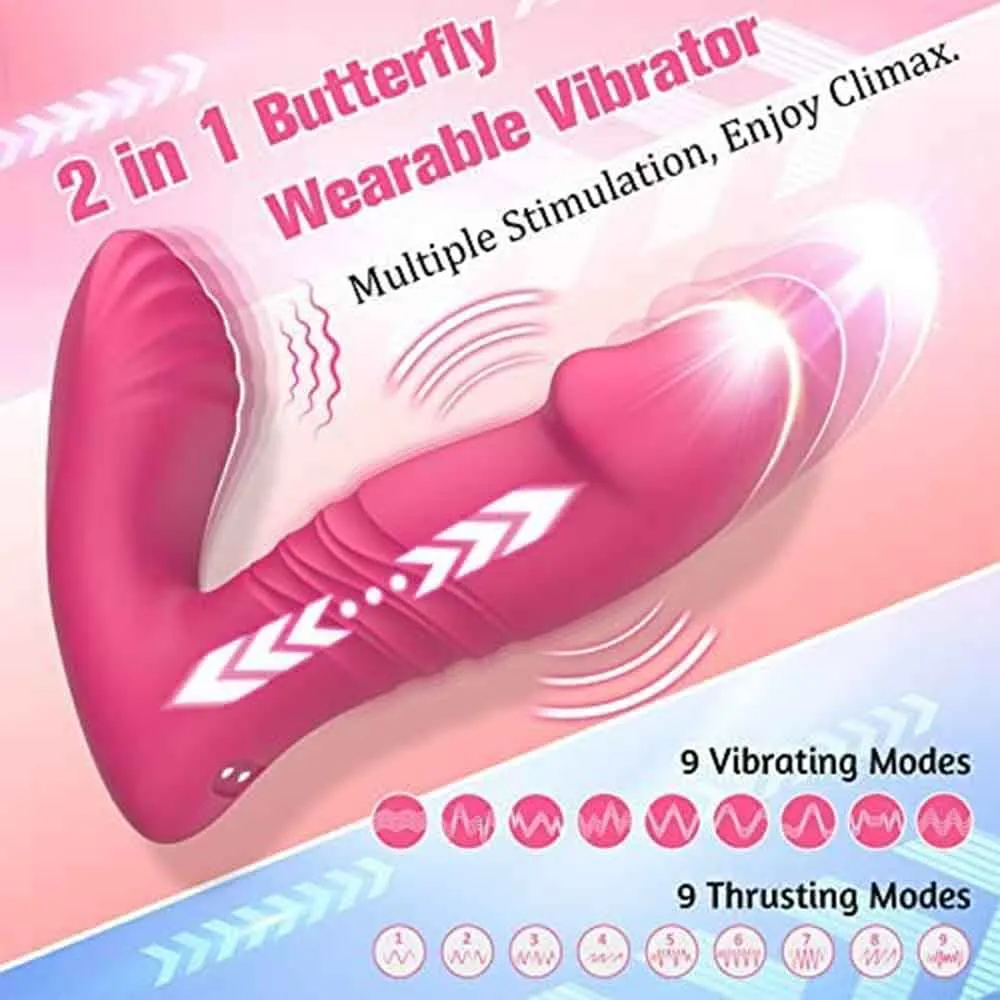 Wearable Thrusting Butterfly Panties Vibrator with APP Remote Control