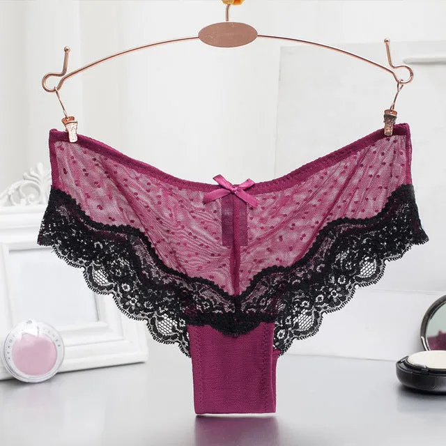 Women Sexy Lace Panties   Women's Low Waist Cotton Briefs Underwear  Thongs  sexy lace underwear women