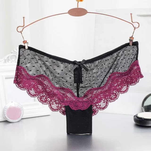 Women Sexy Lace Panties   Women's Low Waist Cotton Briefs Underwear  Thongs  sexy lace underwear women