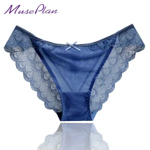 Women Sexy Lace Panties , Women's Low Waist Cotton Underwear , Lady bow seamless  briefs